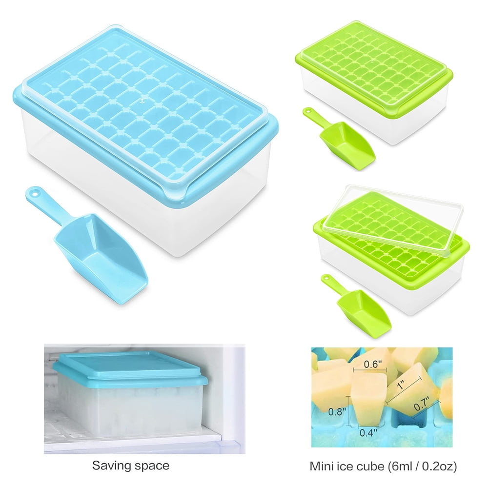 Ice Cube Trays with Lid and Bin, Easy-Release Silicone & Flexible 3 * 14 Ice  Trays for Freezer(Total 42 Cubes), 4 in1 Multi-function set with  Spill-Resistant Cover, BPA Free Durable 
