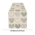 thumbnail image 3 of Khaki Heart Table Runner Valentine's Day Flax Tablecloth Romantic Dinner Setting Wedding Anniversary Decor Home Table Decoration 4 Sizes, 3 of 5
