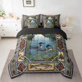 thumbnail image 2 of jejeloiu Rustic Animal Duck 7-Piece Twin Bedding Sets,Jfishing And Hunting Bedding Comforter Set,Retro Aztec Geometric Sheet Sets For Men Women,Ultra Soft Home Decor Reversible, 2 of 8