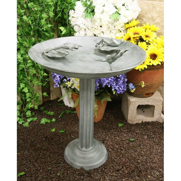 Ebros Gift 26" Tall Aluminum Metal Rustic Cozy Cottage Whimsical Trio Diving Frogs in Pond Plunge Party Garden Bird Feeder Or Bath Statue for Lawn Pool Patio Outdoors Decor Accent