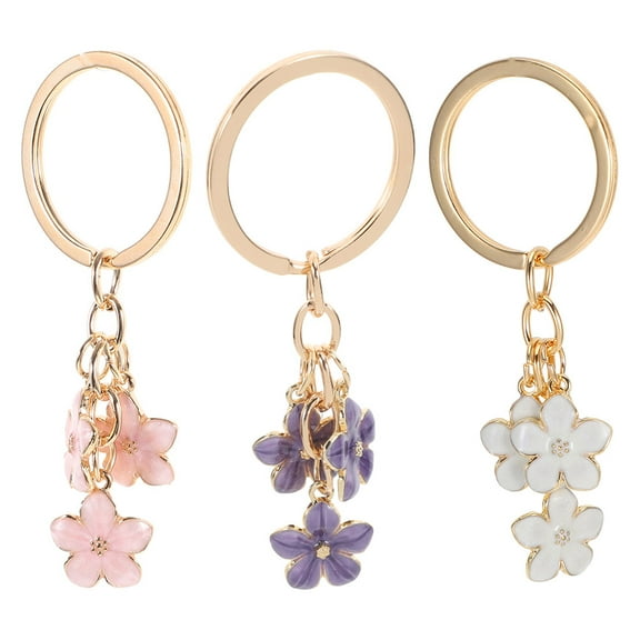 Masteelf 3pcs Cherry Blossom Keychain Floral Key Chain For Women Cute Flower Keyring Decoration Aesthetic Bag Pendant Portable Keychain Charms