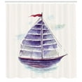 thumbnail image 3 of Vintage Boat Shower Curtain, Watercolor Art Vibrant Retro Ship Antique Victorian Marine Coastal Charm, Fabric Bathroom Set with Hooks, 69W X 70L Inches, Purple Pale Blue, by Ambesonne, 3 of 3
