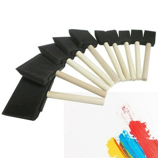 30 Pieces Foam Brush, 2.5cm Black Foam Paint Brushes Foam Brushes with Wood Handle and Beveled Head Convenient Durable Washable Foam Brushes for