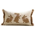 thumbnail image 2 of Funda de cojín bordada con conejito de algodón y lino, funda de almohada de poliéster, 2 of 6