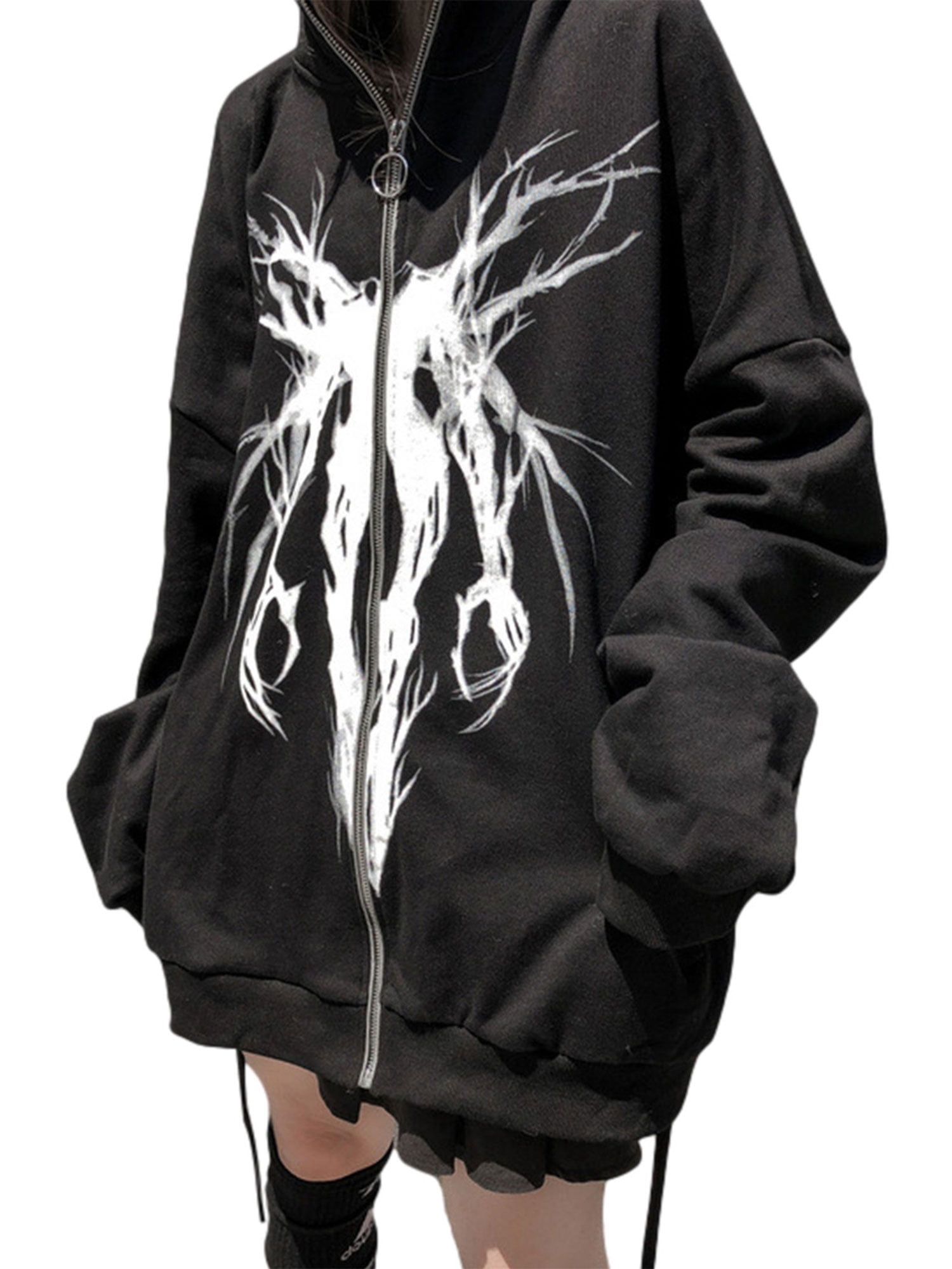 N\C Y2K Clothes Mens Black Hoodie and Sweatshirt Harajuku Hip Hop Flame Pullover 