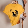thumbnail image 4 of Tiweut Blouses pour Femmes Printemps Été Imprimé Chat Manches Courtes Col Rond Coupe Ample T-Shirts pour Femme Jaune, 4 of 5