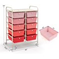 thumbnail image 2 of LILEYI 10 Drawers Rolling Cart, Classroom Organizers, Storage Cart with Wheels, for Teacher Office Home School Supplies Tool Craft Art Paper, Pink Gradient, 2 of 9