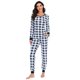 thumbnail image 1 of Conjunto de pijama a cuadros KAIYANG de manga larga para mujer azul S, 1 of 5