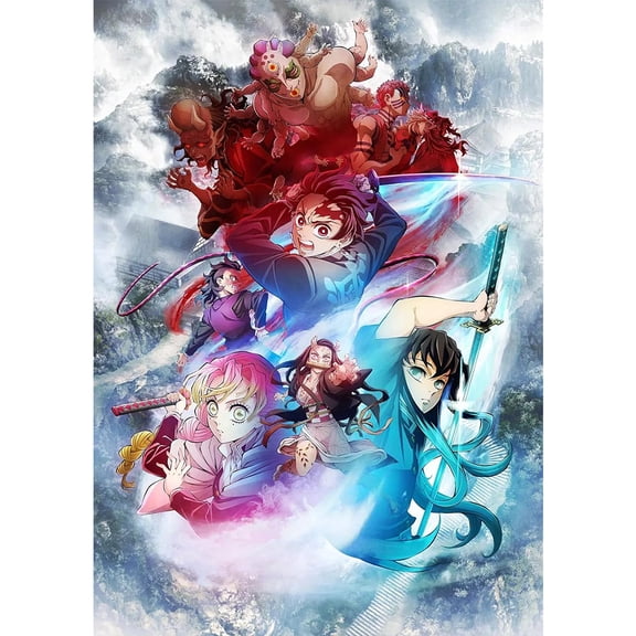 Adult Diamond Painting Set,5D Full Diamond Digital Diamond Painting Set,Demon Slayer DIY Diamond Art Set Crafts Home Decoration, 12 X 16 inches