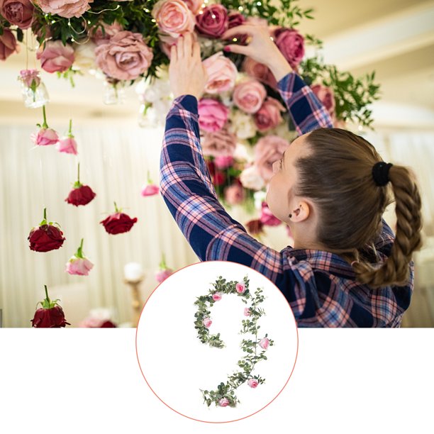 Guirnalda de vid de flores falsas rosa artificial para fiesta de boda (6.4 pies rosa) JShteea Libre de BPA