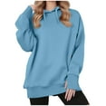 thumbnail image 3 of Dazajoo Womens Athletic Sweatshirts Long Sleeve Oversized Hoodies with Thumb Holes Lightweight Comfy Drawstring Pullover Hooded,Sky Blue,L, 3 of 10