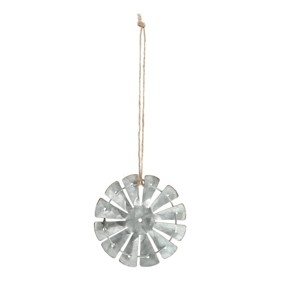 Rustic Farmhouse Metal Windmill Wall Hanging Decoration Iron Silver For Living Room Kitchens Or
