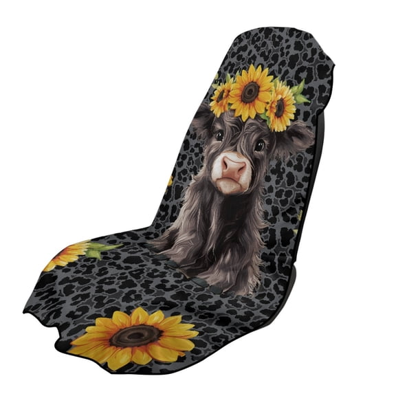 XYZCANDO Sunflowers Highland Cattle Foldable Car Seat Towel Cover for Beach Running Workout, Non-Slip Sweatproof Seat Cover Towel