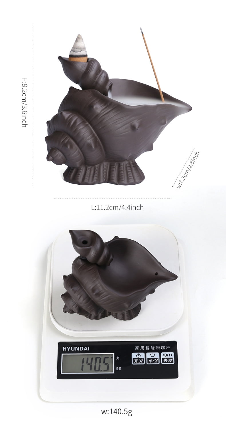 Handmade Purple Clay Conch Home Decor Backflow Incense Burner Incense Holder Ceramic Desktop Decor