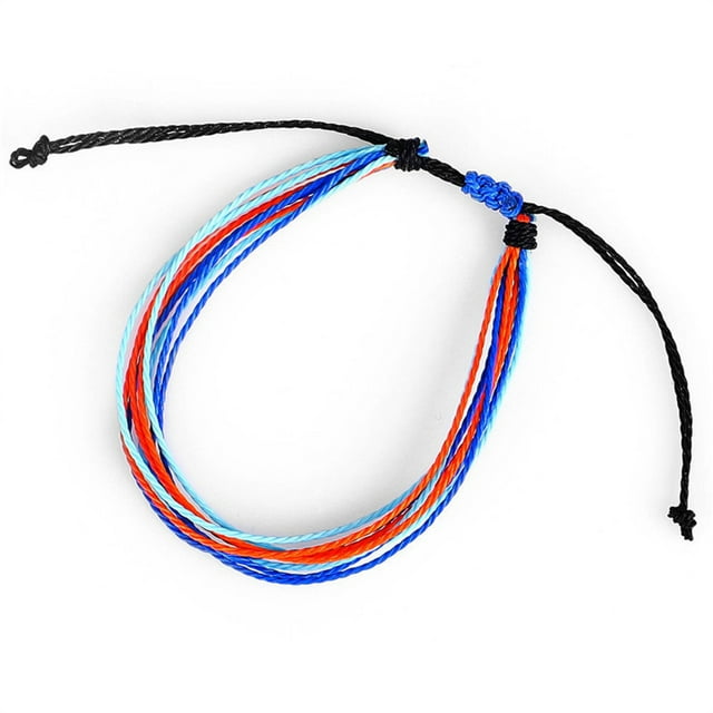Braided Bracelet Adjustable Chic Multicolor Aesthetic Jewelry Drawstring Handcrafted Hand Rope Women Accessories for Teen Girls Dark Blue+Black