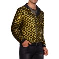 thumbnail image 4 of Chaquetas de lentejuelas Argyle Inspire Chic para hombres, de manga larga, metálicas, brillantes, con capucha, estilo disco, talla XL, doradas, 4 of 5