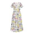 thumbnail image 5 of Uourmeti Adorable Koala Print Girls Maxi Dresses Short Sleeve Round Neck Flowy Holiday Long Dress with Pockets Cute A-Line Clothes, Size 13-14 Years, 5 of 7
