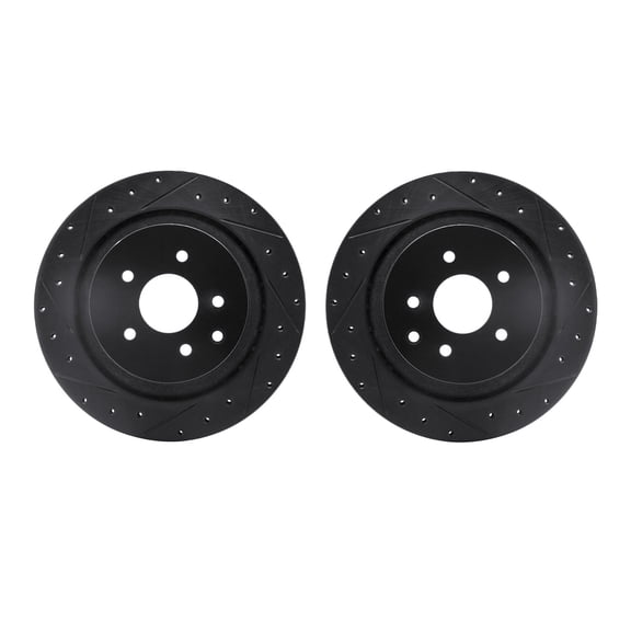 Dynamic Friction Company Rear Brake Rotors-Drilled and Slotted-Black 8002-68012