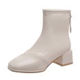 thumbnail image 1 of B91xZ Combat Boots Womens Mid Calf Combat Riding Fashion Winter Boots,White 7, 1 of 5