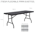 thumbnail image 4 of Mesa Tablon Plegable EKE Life Home Jardin Exterior Portatil Negro 180cm, 4 of 7