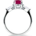 thumbnail image 5 of Three Stone Ring Kite Shape Ruby Cubic Zirconia White Tone 925 Sterling Silver, Size 8, 5 of 7
