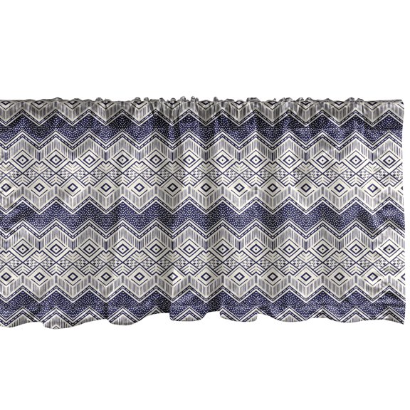 Ambesonne Vintage Tribal Window Valance, Aztec Style Ornament, 54" X 12", Indigo and Ivory