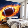 thumbnail image 2 of Wallpaper Football Sports 3D Rugby American Football Flaming Fire Peel and Stick Wall Murals 100"H x 144"W Removable PVC Wall Paper Self-Adhesive Wall Paintings Art Decor for Bedroom Living Room, 2 of 7