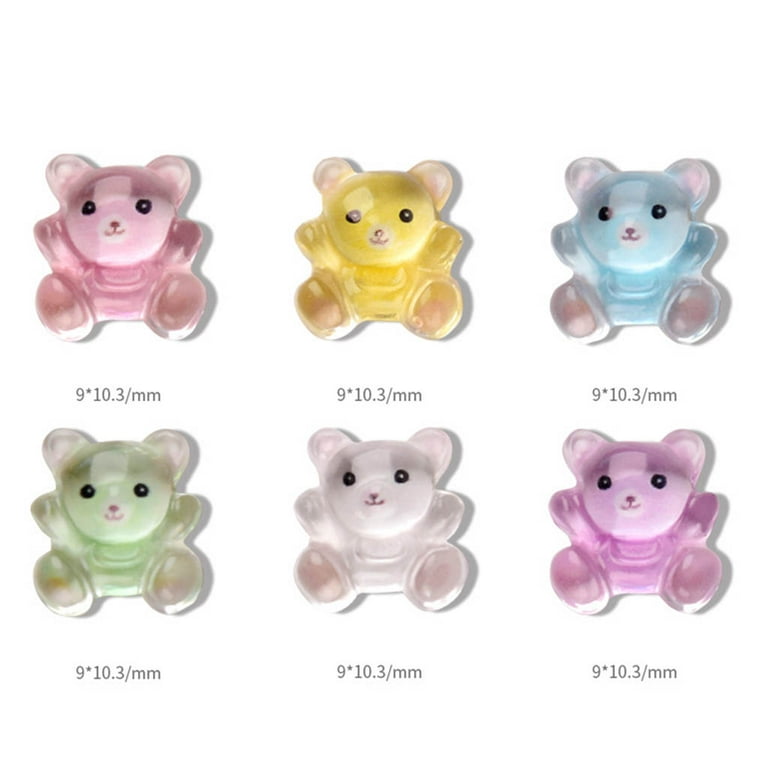 Ownsig 3D Cute Bear Nail Charms 88pcs Bear Nail Decorations 8 Color Gummy Bear  Nail Charms with 5 Styles Resin Bow Nail Decor DIY Nail Accessories (Bear  and Bows)