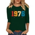 thumbnail image 2 of Roncen Vintage 1976 Classic Print 3/4 Sleeve T-Shirt Retro 50th Birthday Gift Shirt 50rd for Women Letter Print Birthday Party Casual Tee Tops, 2 of 4
