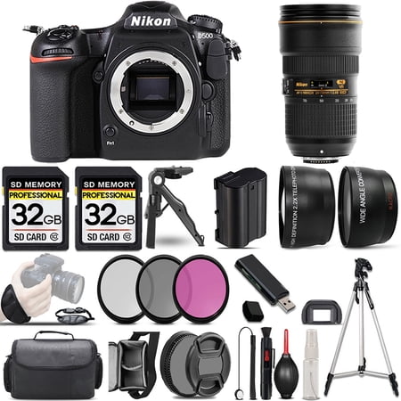 Nikon D500 DSLR Camera +24-70mm f/2.8G ED Lens +3 PC Filter +64GB