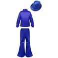 thumbnail image 2 of YONGHS Boys Girls Sequins Hip Hop Jazz Choir Disco Dance Outfits Shirt with Flared Pants Hat Set Blue 7-8, 2 of 7