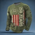 thumbnail image 2 of CONZONE 250 Anniversary Usa T Shirt For Men Independence Day Patriotic Print Crew Neck Long Sleeve Breathable Soft Tops Army Green Size L, 2 of 5