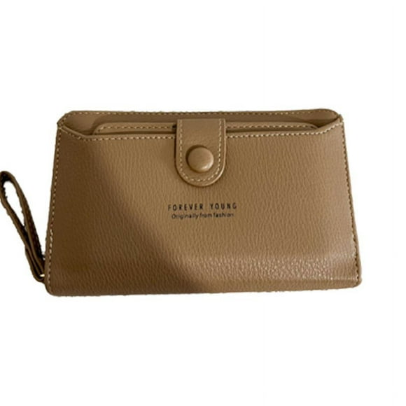 Solid Color Women Wallet Large Leather Designer Zip Around Card Holder Organizer Ladies Travel Clutch Wristlet