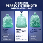 Plasticplace 64-65 Gallon Trash Can Liners for Toter │ 1.5 Mil │ Green Heavy Duty Garbage Bags │ 50” x 60” (50 Count) (W65LDGTL)