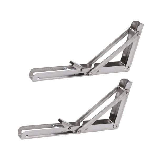 2 soportes plegables para mesa con bisagra metálica, ahorran espacio, resistentes, triangulares, para bricolaje. 10 pulgadas