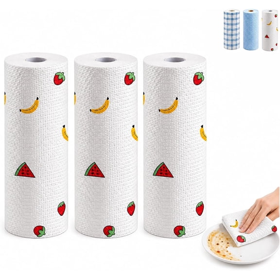 Per Roll Reusable Cleaning Lazy Rags, Washable Kitchen Cloths | Tear Away Cleaning Cloth Roll, Absorbent Dish Rags, Reusable Paper Towels, Wet and Dry Kitchen Wipes