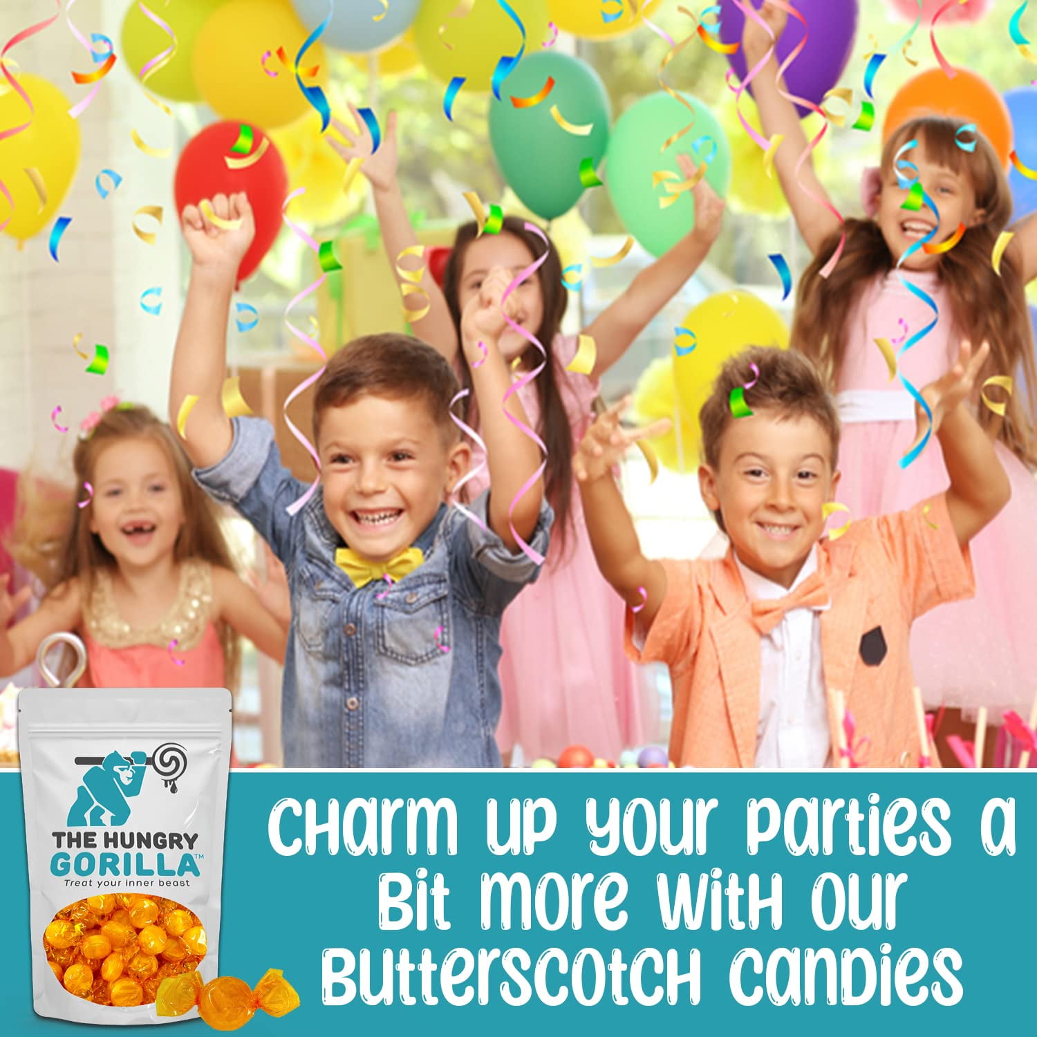 Butterscotch Hard Candy - Old Fashioned Butterscotch Flavor, Individually Wrapped Bulk 5lb Resealable Stand-Up Bag by The Hungry Gorilla - Gluten Free