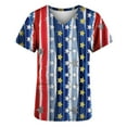 thumbnail image 4 of IROINNID Short Sleeve T-Shirt For Women Pocket Work wear Top V-Neck Women Tops Independence Day, 4 of 4