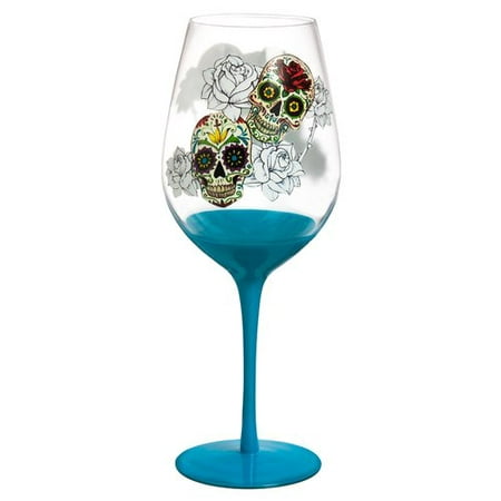 Evergreen Enterprises, Inc Day of the Dead 28 oz. Stemmed Wine Glass