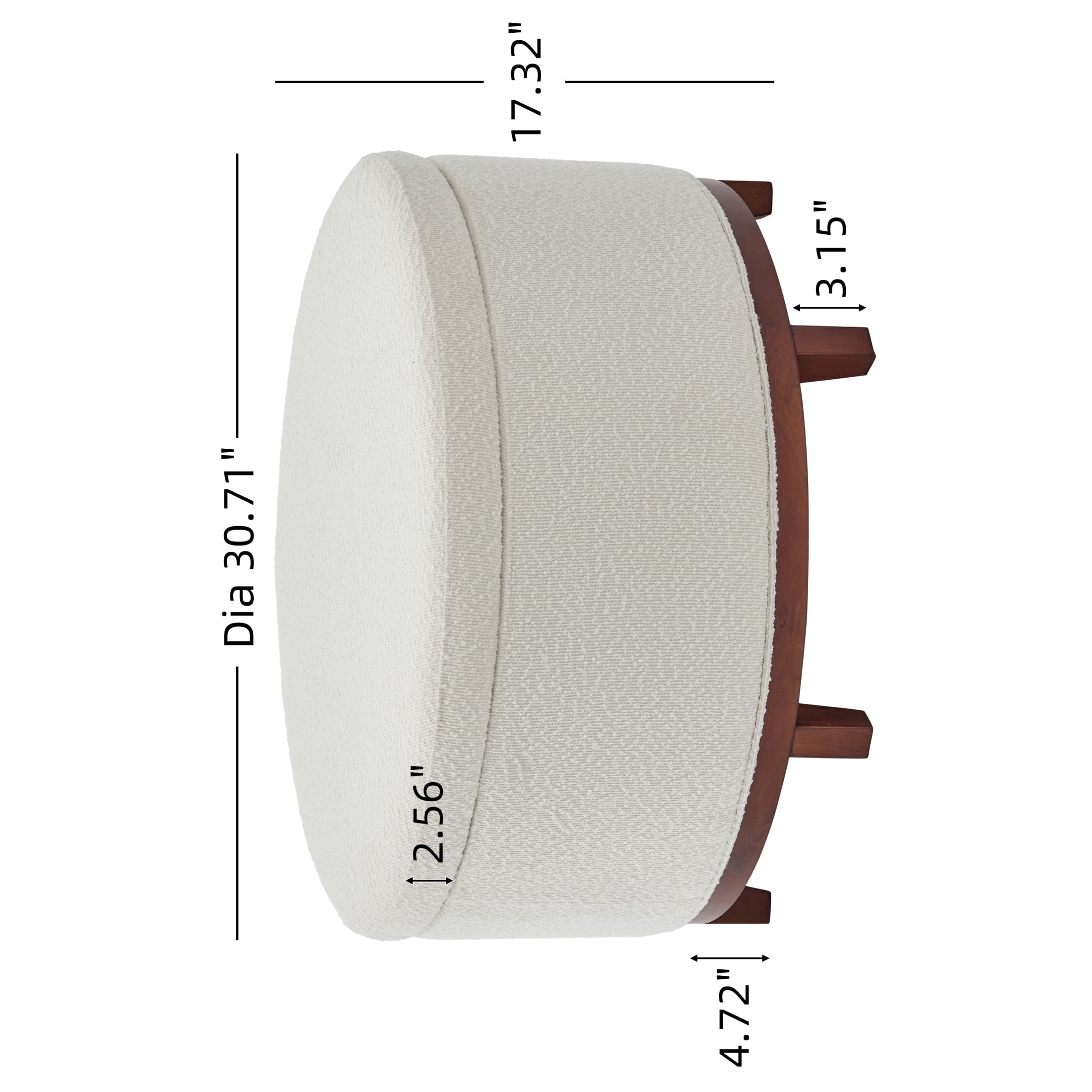 Christopher Knight Home 30.7" Modern Round Storage Ottoman, Boucle Upholstered with Wooden Legs, Beige