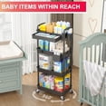 thumbnail image 6 of 4 Tier Rolling Utility Cart Organizer with Removable Drawer, Stable and Sturdy Black Rolling Storage Carts with 2 Lockable Wheels for Bathroom, Kitchen, Snack, Craft, Makeup, Baby Essentials, 6 of 7