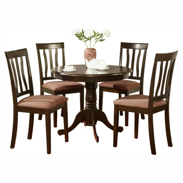 East West Furniture Antique 5 Piece, Pedestal Round Table And Chairs