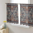thumbnail image 3 of Sheer Curtains 54 inches Long, Vintage Boho Nostalgic Flower Buds Brown Pattern Light Filtering Sheer Window Curtains Rod Pocket Voile Drapes for Bedroom Living Room, 52"W x 54"L 2 Panels, 3 of 7