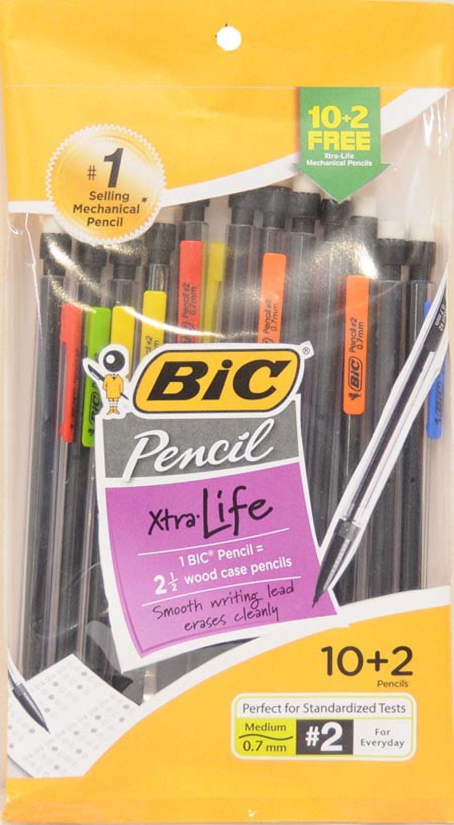 BIC Mechanical Pencil Extra Life, Black, Medium Point (0.7mm), 10+2 Pack - image 2 of 2