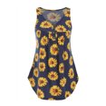 thumbnail image 3 of Mode Femmes Sans Manches Tournesol Impression Couleur Bloc Réservoir T-Shirt Top, 3 of 5