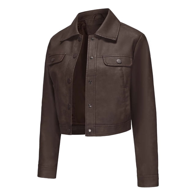 LOVZFMLL Vestes pour Femmes Couleur Unie Courte Veste en Cuir Mince à Manches Longues Veste Décontractée à Capuche