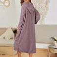 thumbnail image 2 of Hifoo Solid Color Sleepwear Zipper Robes For Women Ribbed Knit Bathrobe Lightweight Full Length Casual O-Neck Loungewear With Pockets S 3XL Stylish Homewear, 2 of 5