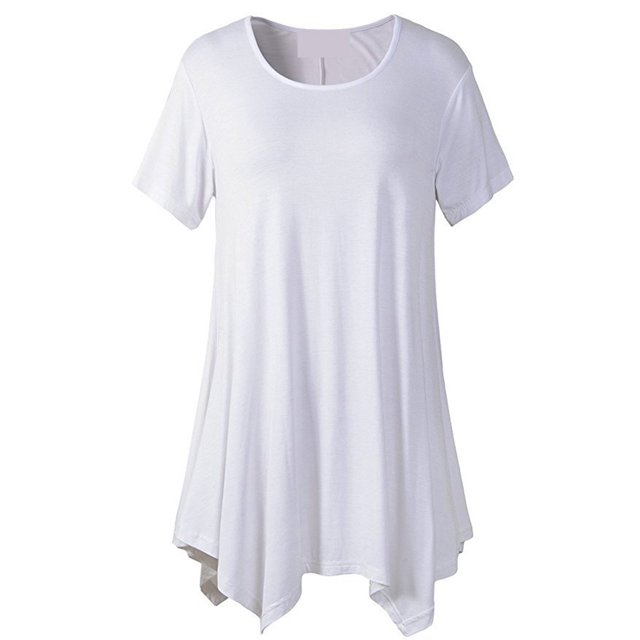 Coofit Tunique Chemise Manches Courtes Col Rond T-shirt Décontracté Blouse Ample pour Femmes