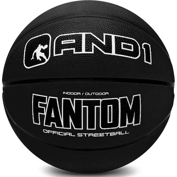 AND1 Fantom Rubber Basketball: Official Regulation Size 7 (29.5 inches), Deep Channel Construction, Indoor/Outdoor Use