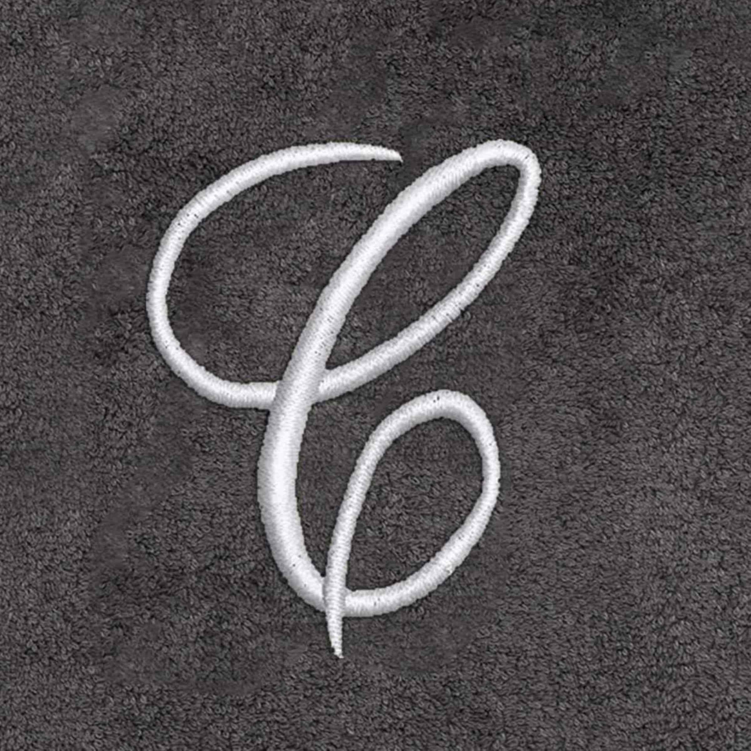 Avanti Linens  Granite/Silver Script Monogram Bath Towel Letter C - Bath Towel